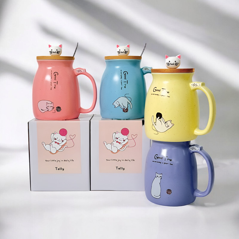고양이 머그컵 집들이답례품 이영자 머그컵 뚜껑있는컵 캐릭터 머그컵 가시 - 상세 이미지 2