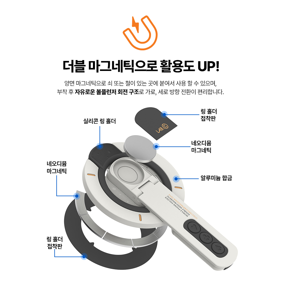 랩씨 맥세이프 그립톡 링 홀더 양면 거치대(삼성 갤럭시 마그넷 케이스 애플 아이폰 호환) - 상세 이미지 5