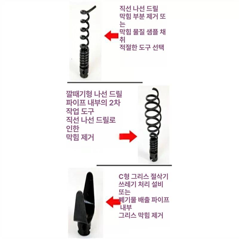 하수구뚫는기계 배관 스프링청소 화장실 전동 헤드청소 스프링 아연도금 7종 세트 - 상세 이미지 4