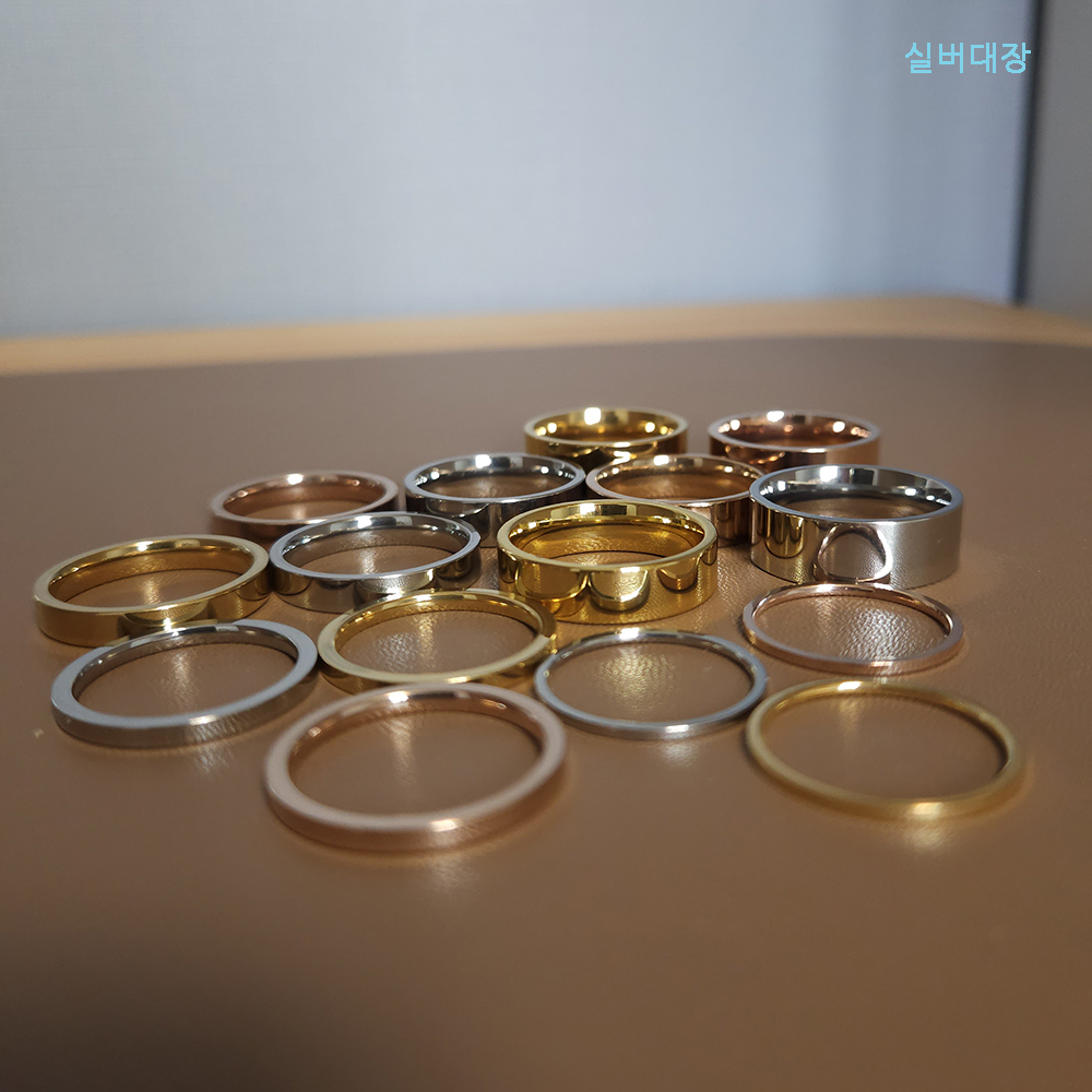 1mm 2mm 4mm 6mm 8mm 써지컬 스틸 패션 무지 심플 커플 우정 무난한 골드 핑크골드 레이어드 반지 이미지 6