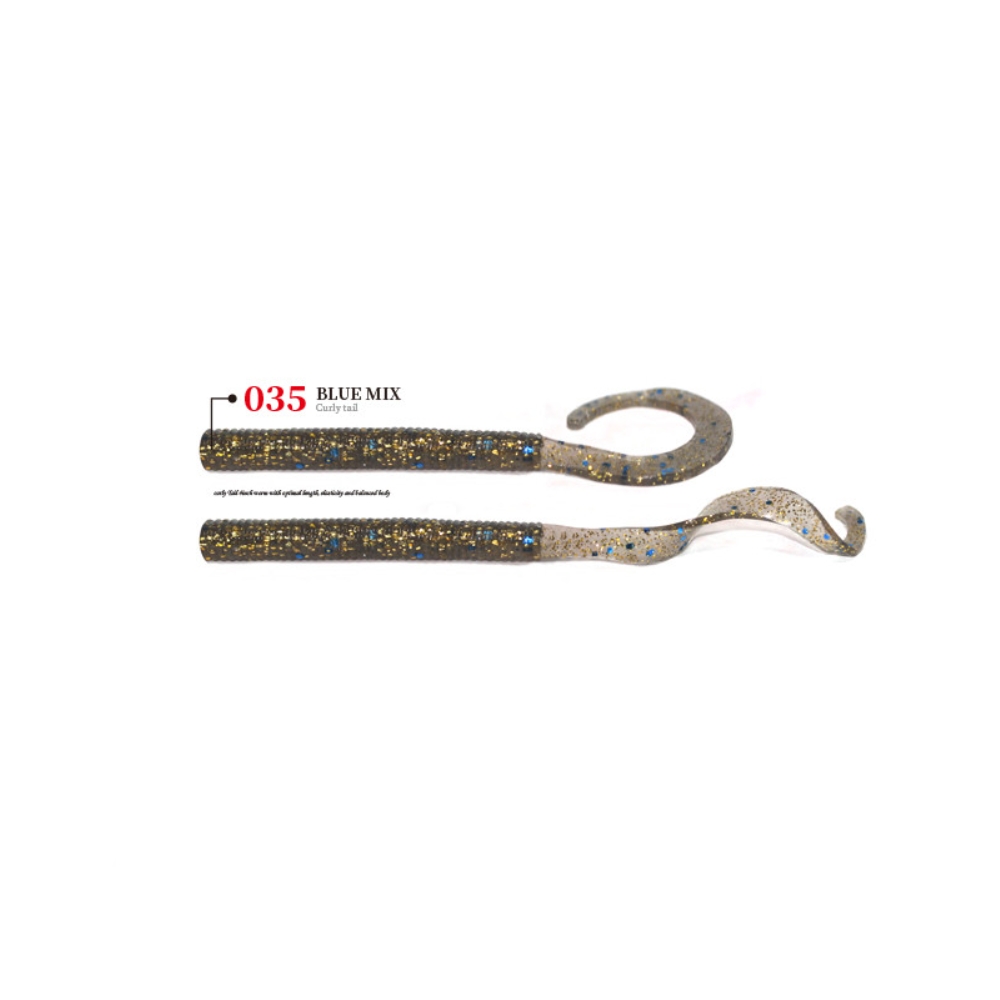 캣츠크로우 컬리테일 C테일 배스웜 광어 선상 캐스팅 035 블루 믹스, 10cm(4인치) - 상세 이미지 3