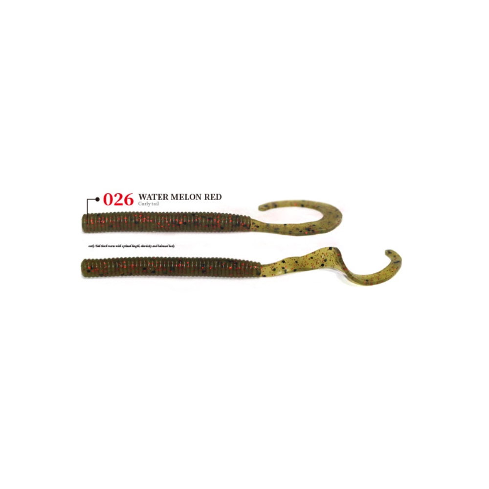 캣츠크로우 컬리테일 C테일 배스웜 광어 선상 캐스팅 026 워터멜론 레드, 10cm(4인치) - 상세 이미지 3