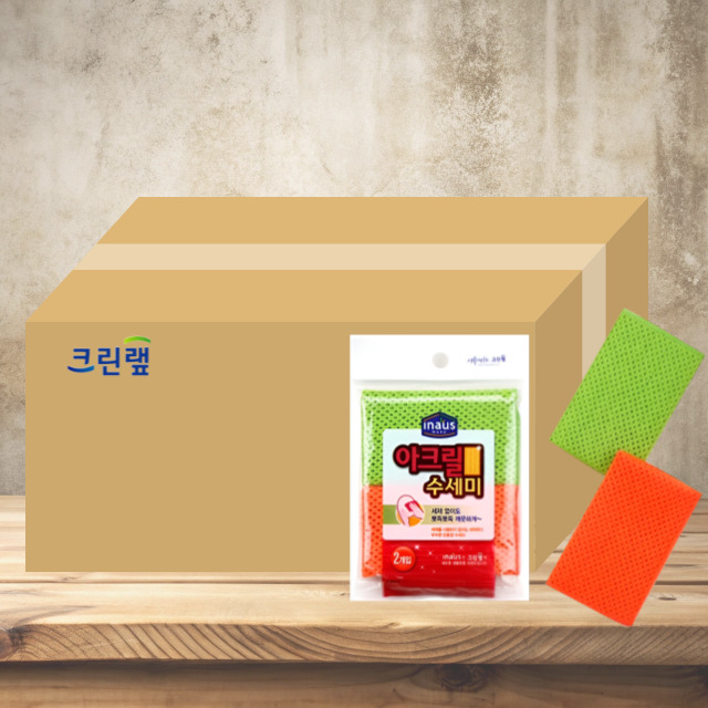 크린랩 아크릴수세미 2매 1박스 60개입 설거지 주방가정 식당 이니우스 색상랜덤 - 상품 이미지