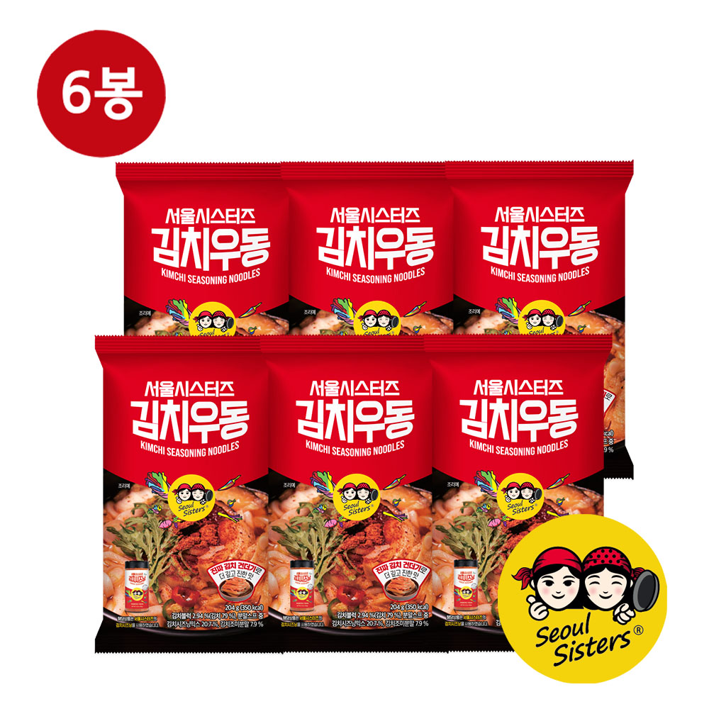 서울시스터드 김치우동 얼큰한맛, 204g, 6개 - 상품 이미지
