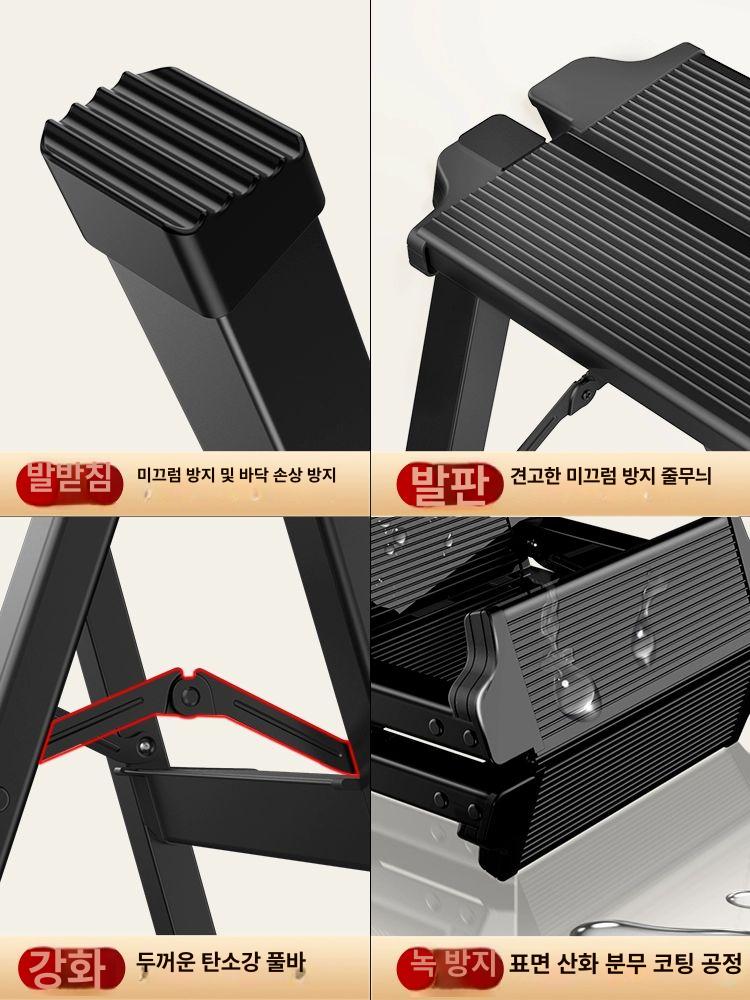 촬영용 사다리 접이식 계단식 발판 스텝 경량 작업대 실버 2단 알루미늄 계단 양측 사다리 - 상세 이미지 3