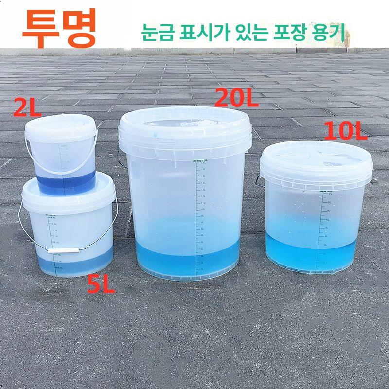 바케스 투명버킷 플라스틱 계량 물통 버킷 눈금 1L 투명 통 스케일 스티커 - 상세 이미지 2