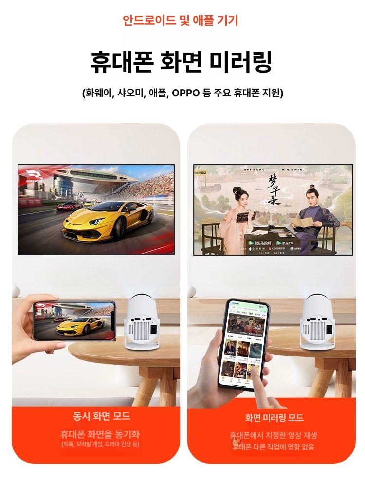 프로젝터 휴대용 빔프로젝터 베이직 홈시네마 미니 프로젝터 HY300 기본형 국산 이중코어 일반 리모컨 - 상세 이미지 2