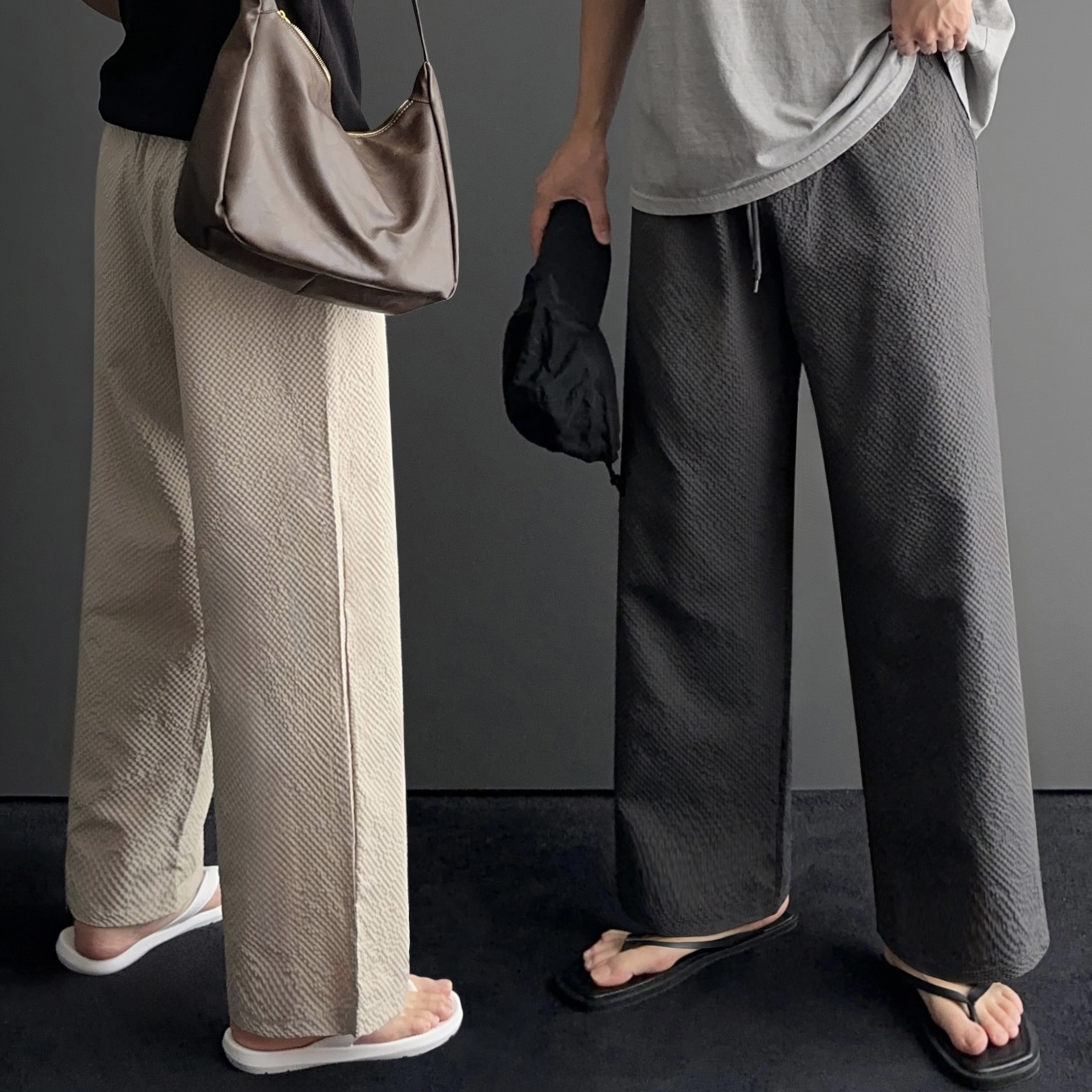 남자여름긴바지 남자시어서커팬츠 나일론팬츠 남성통바지 구김없는바지 - 상품 이미지