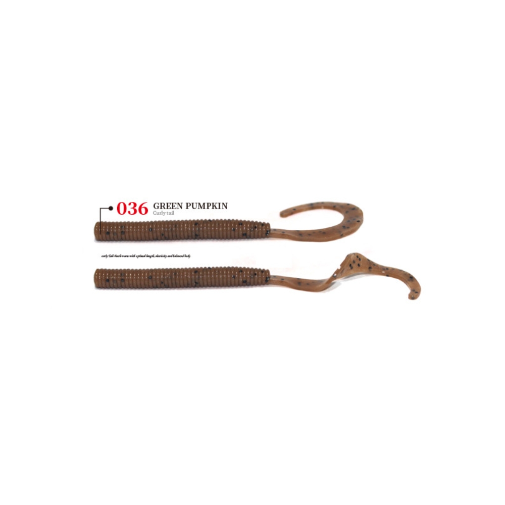 캣츠크로우 컬리테일 C테일 배스웜 광어 선상 캐스팅 036 그린 펌킨, 10cm(4인치) - 상세 이미지 3