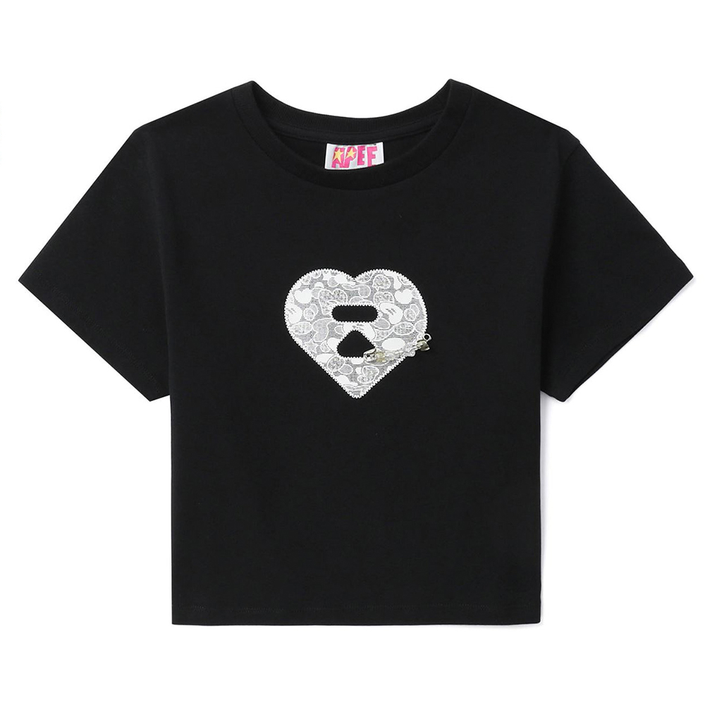 베이프 우먼즈 반팔티 LACE HEART GRAPHIC SLIM CUT TEE CK20-209-012 - 메인 이미지