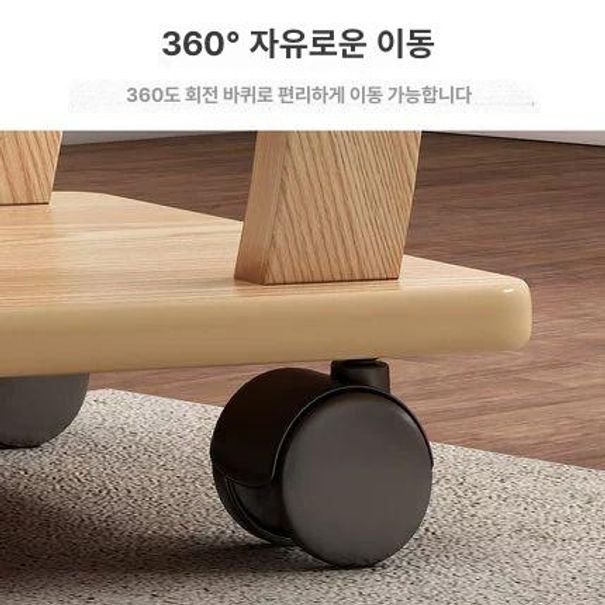 ㄷ자테이블 바퀴달린테이블 우드 쇼파 프리미엄 보조테이블 간이 따뜻한 화이트 - 상세 이미지 5