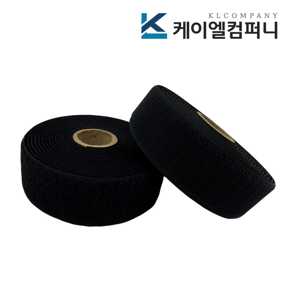 폭 3cm 국산 재봉용벨크로 검정색 거칠이 보들이 1미터씩 세트 - 상품 이미지