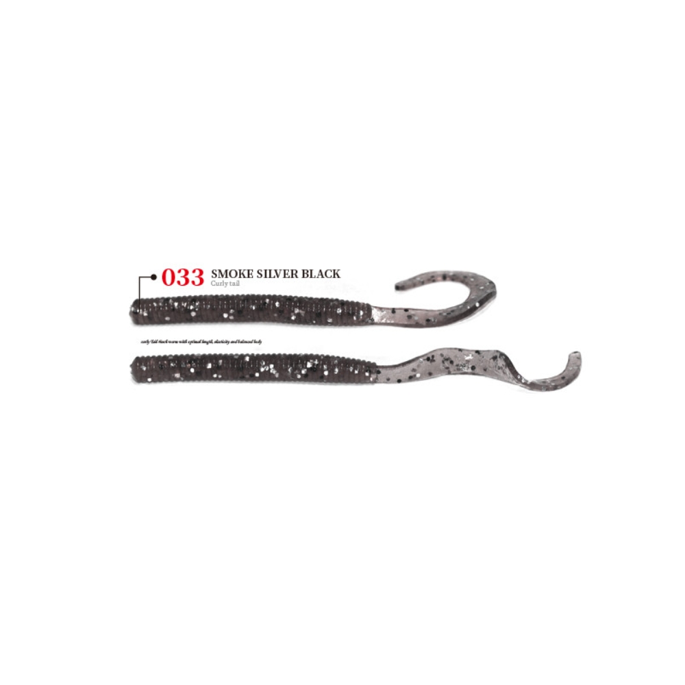 캣츠크로우 컬리테일 C테일 배스웜 광어 선상 캐스팅 033 스모크 실버 블랙, 10cm(4인치) - 상세 이미지 3