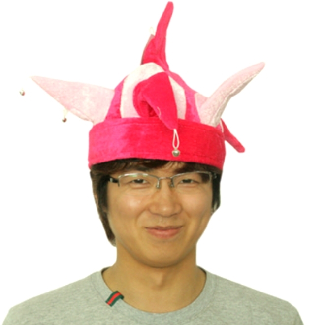 방울달림파티용삐에로모자 핑크색이벤트용 뿔모양풍선행사광대모자 - 상품 이미지