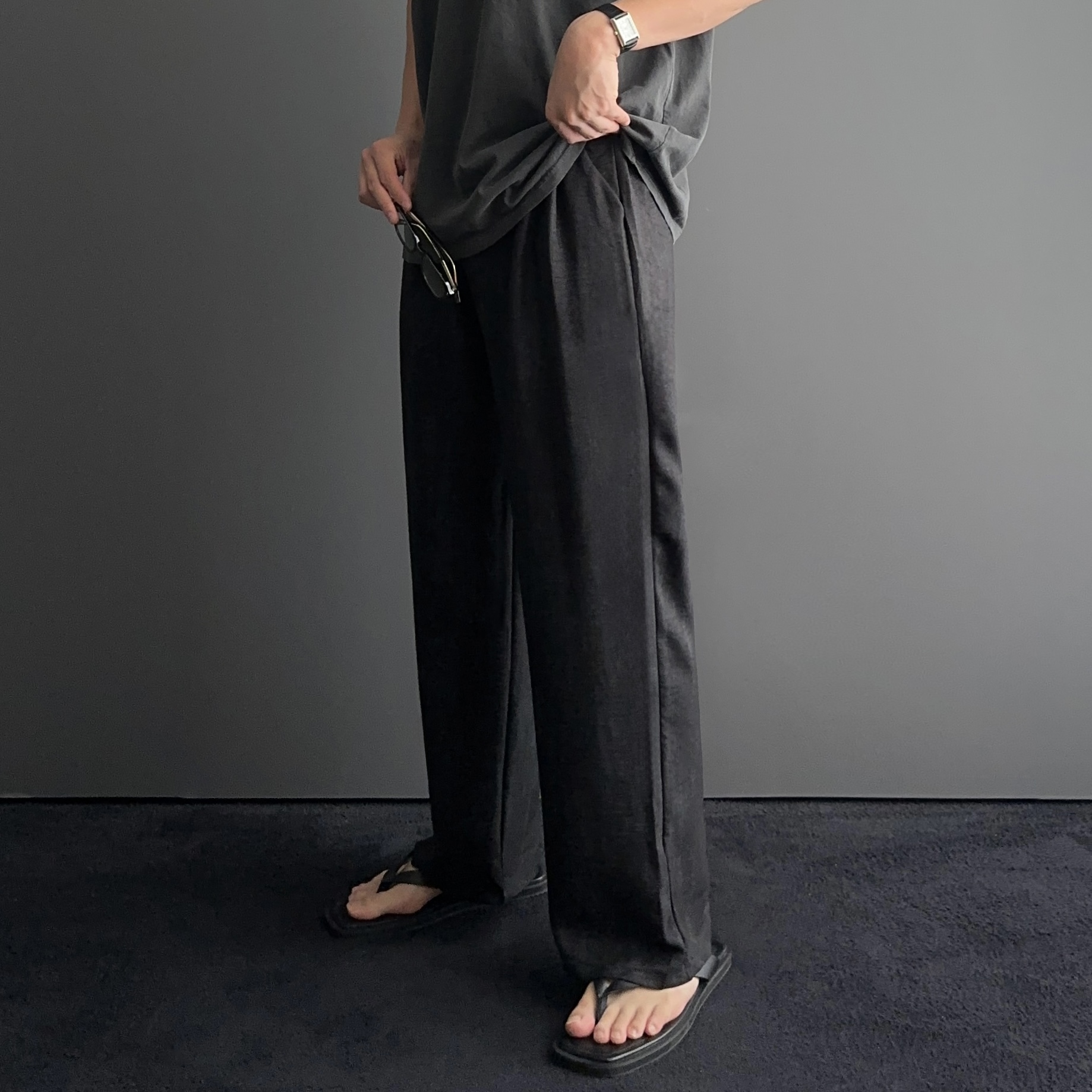 1+1 남자린넨팬츠 마바지 남자린넨와이드팬츠 남성여름긴바지 - 상세 이미지 3