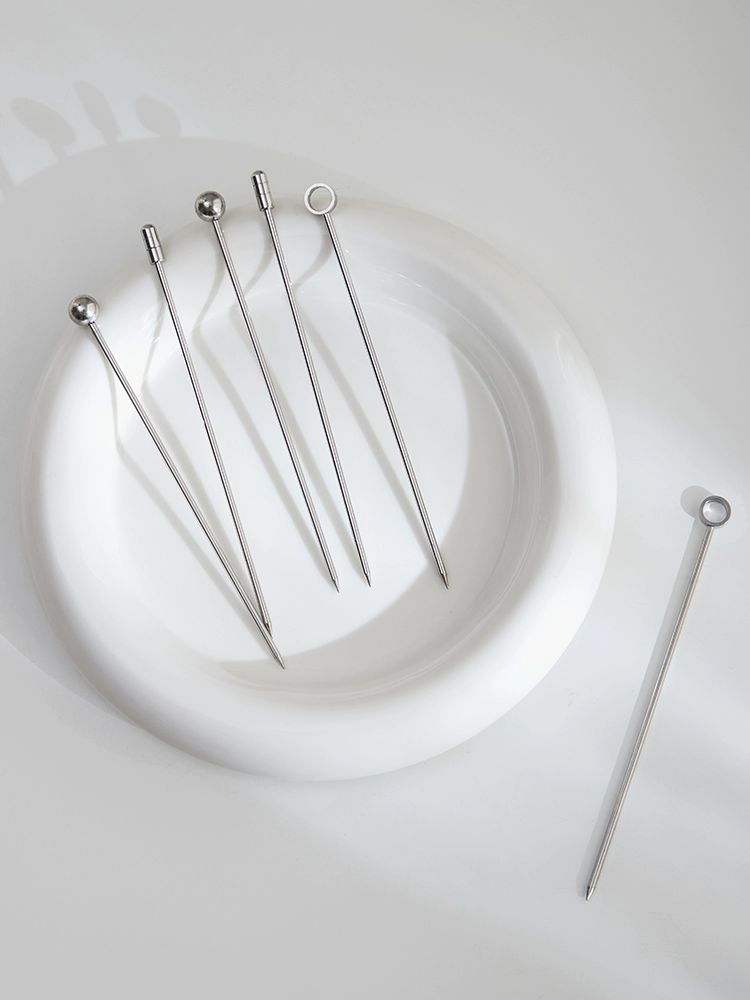 스테인레스 칵테일 꼬지 스텐 장식 이쑤시개 과일 픽 마티니 포크 꼬치 바 A형 실버 과일 꼬치 6개 - 상세 이미지 4