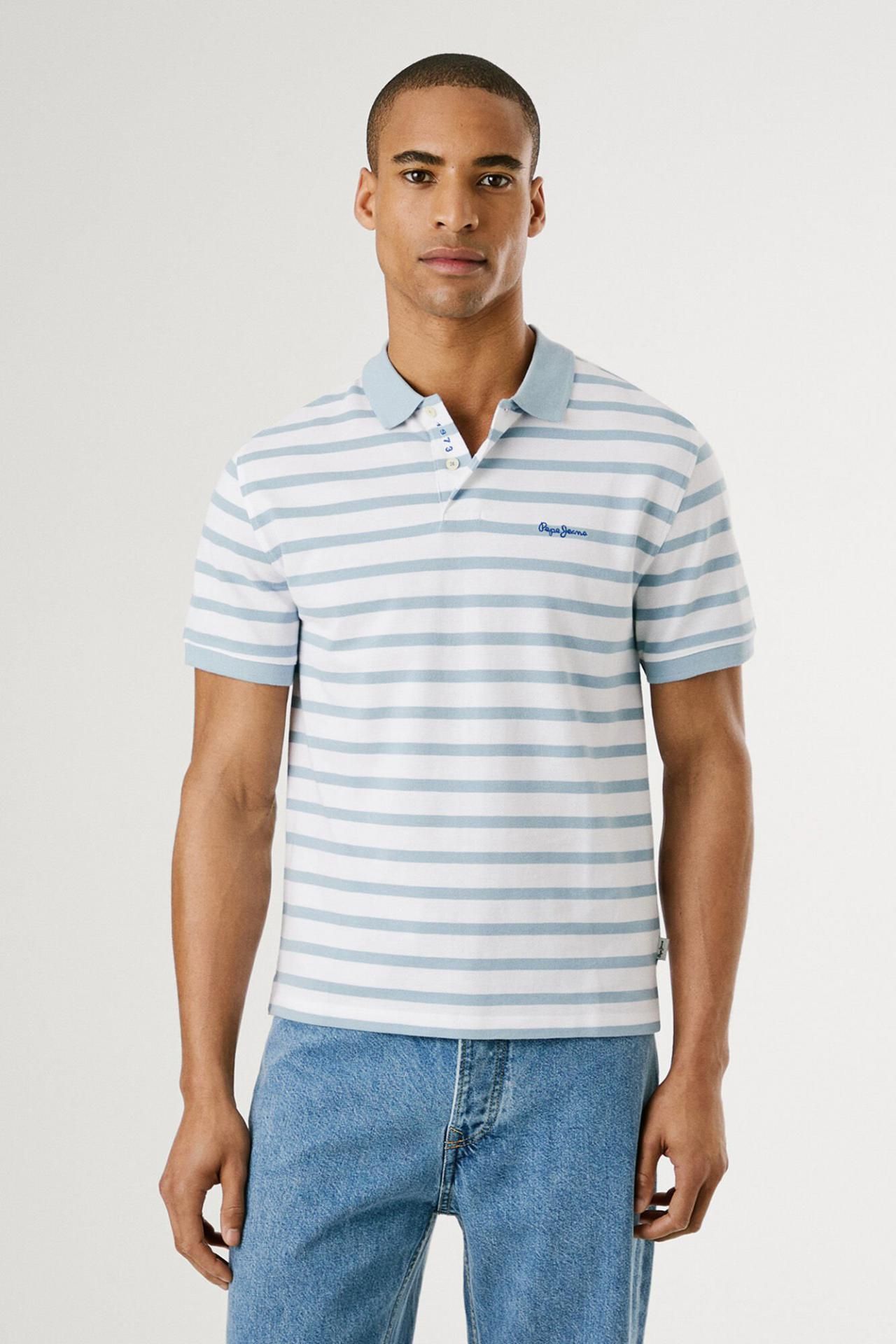 페페진스 스트라이프 반팔 폴로 셔츠 4262003 AZUL