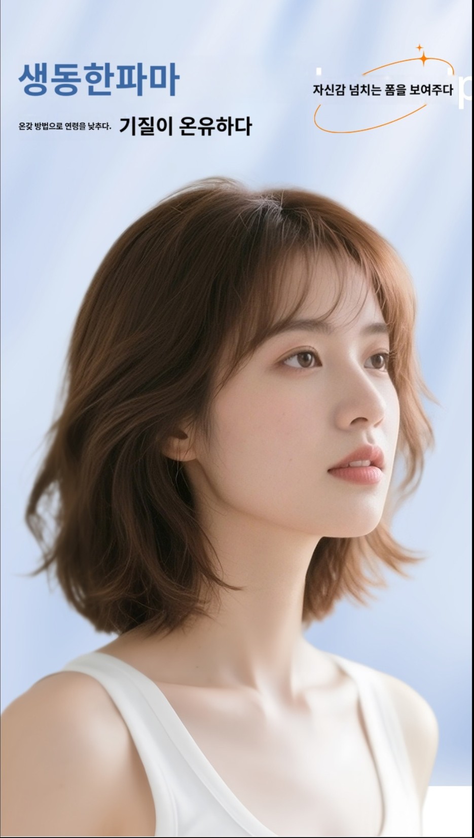 여성용 펌 파마 웨이브 단발머리 가발 진짜 헤어 항암 엄마 - 상세 이미지 3