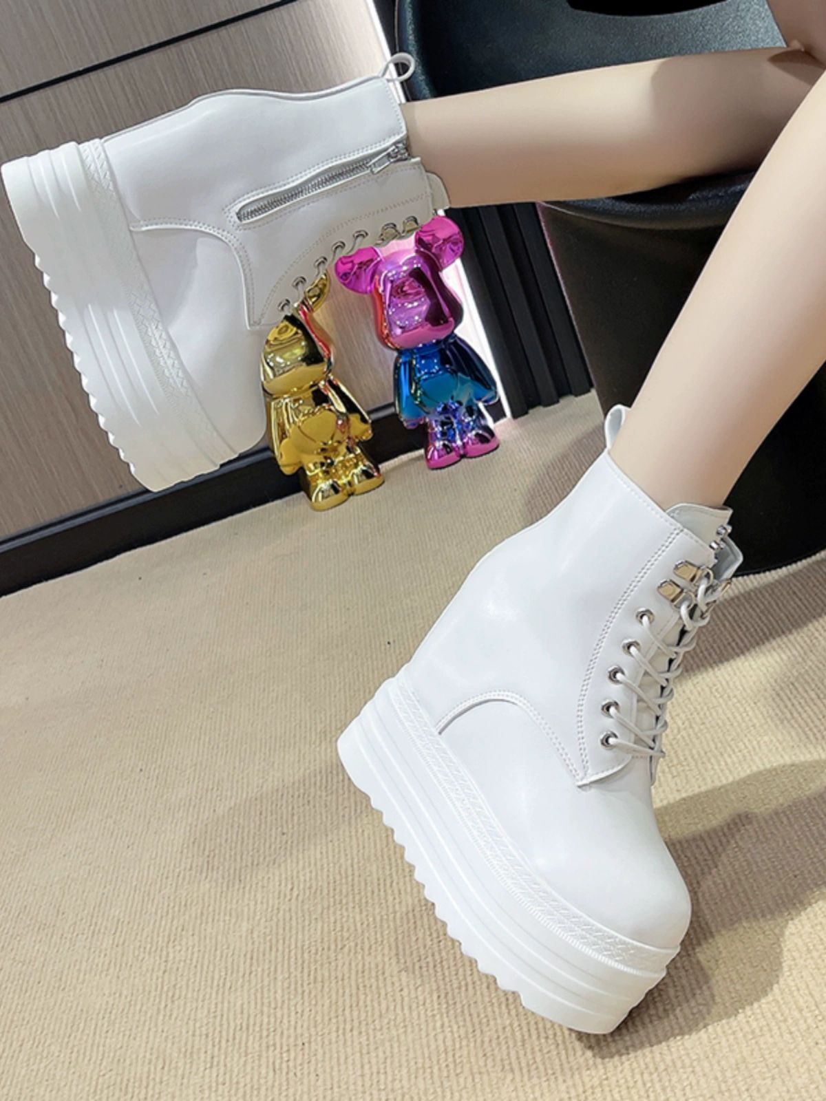 스탠딩화 블랙 키높이 스탠딩화14CM 통굽 운동화 블랙 B - 상세 이미지 2