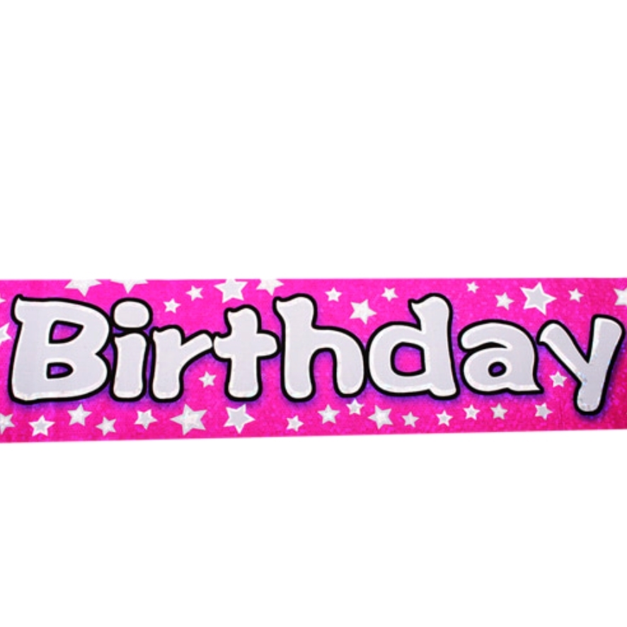 핑크홀로그램 반짝이생일축하가랜드 생일파티배너 미니현수막 - 상품 이미지