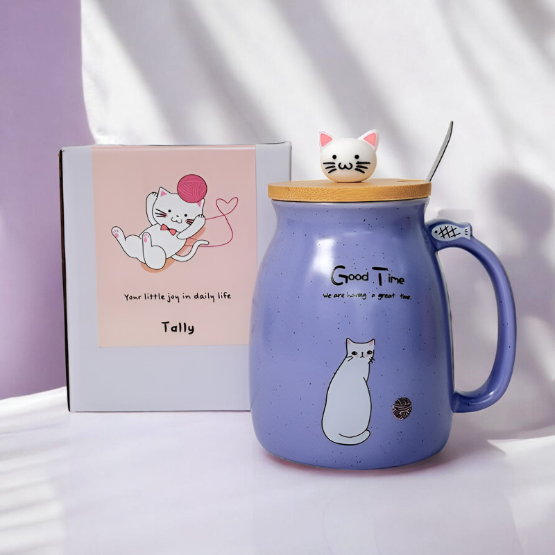 고양이 머그컵 집들이답례품 이영자 머그컵 뚜껑있는컵 캐릭터 머그컵 가시 - 상세 이미지 4