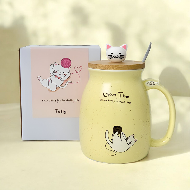 고양이 머그컵 집들이답례품 이영자 머그컵 뚜껑있는컵 캐릭터 머그컵 가시 - 상세 이미지 3