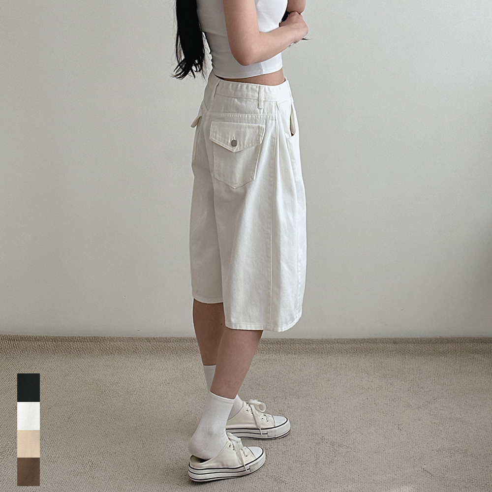 여성 버뮤다 반바지 와이드 여름 하이웨스트 블랙 화이트 면 키작녀 빅사이즈