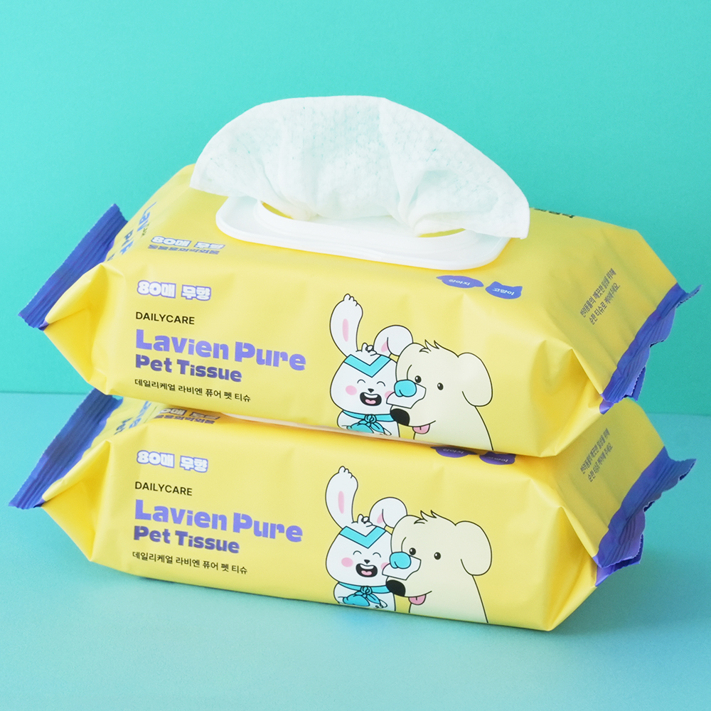 펫생각 도톰한 80매 6팩 고양이 강아지 물티슈 유기농 저자극 바디 애견 펫 티슈 엠보