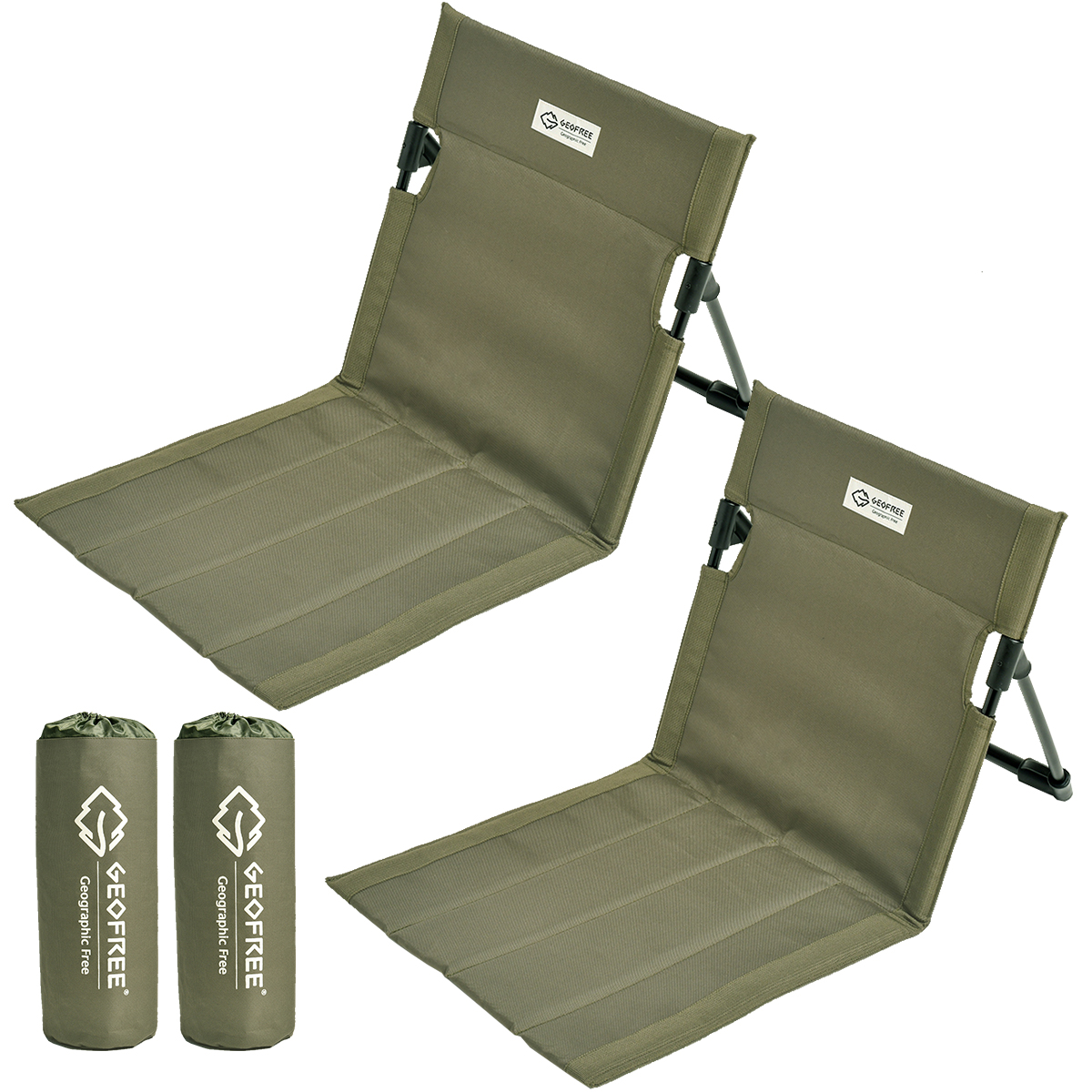 지오프리 서포트 그라운드 체어 좌식 캠핑 의자 경량 페스티벌 플러스, 카키, 2개