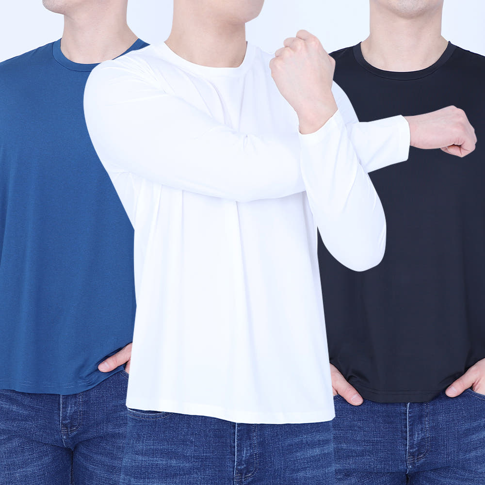 꽃중년- 긴팔쿨티 냉감티셔츠 쿨링 흰티 빅사이즈