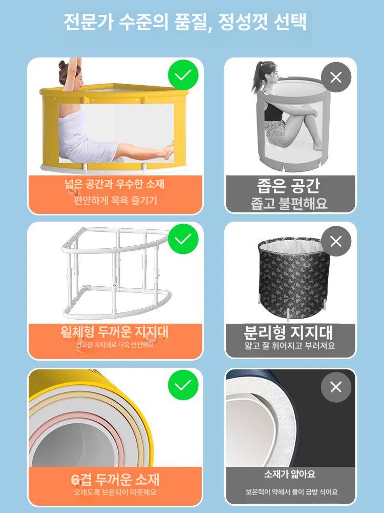 간이욕조 모퉁이 코너 목욕 찜질 접이식 1인 홀로 가정용 프리미엄 그라데이션 퍼플 5개수납백 - 상세 이미지 5