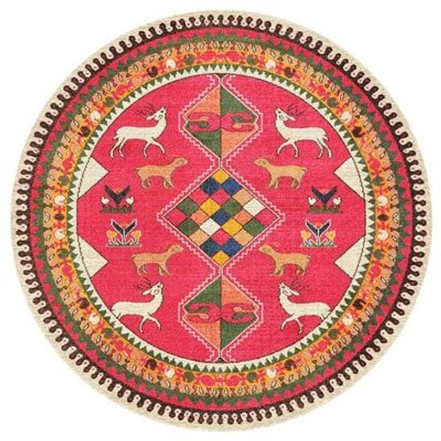유럽풍 러그 거실 침실 감성 카페트 원형 미국식 1 원형 80x80CM 우수한 크리스탈 벨벳 - 상세 이미지 4