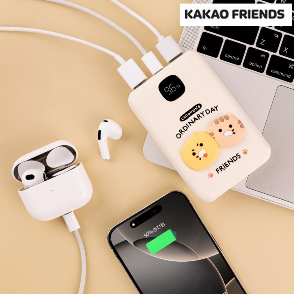 카카오 보조배터리 고속 휴대용 충전기 대용량 10000mAh 춘식이 굿즈 옐로우 이미지 7