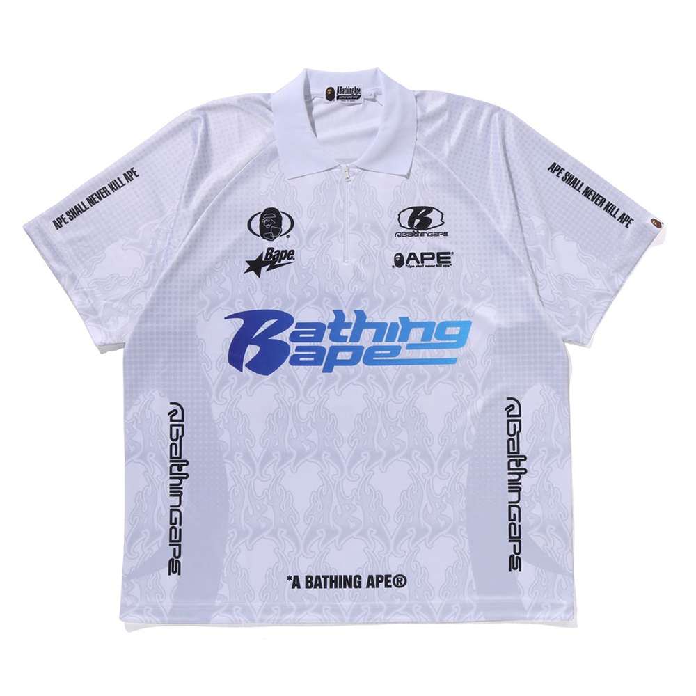 베이프 반팔티 FLAME PATTERN OVERALL PRINT HALF ZIP RELAX FIT POLO SHIRT 1L30-112-304 - 상품 이미지