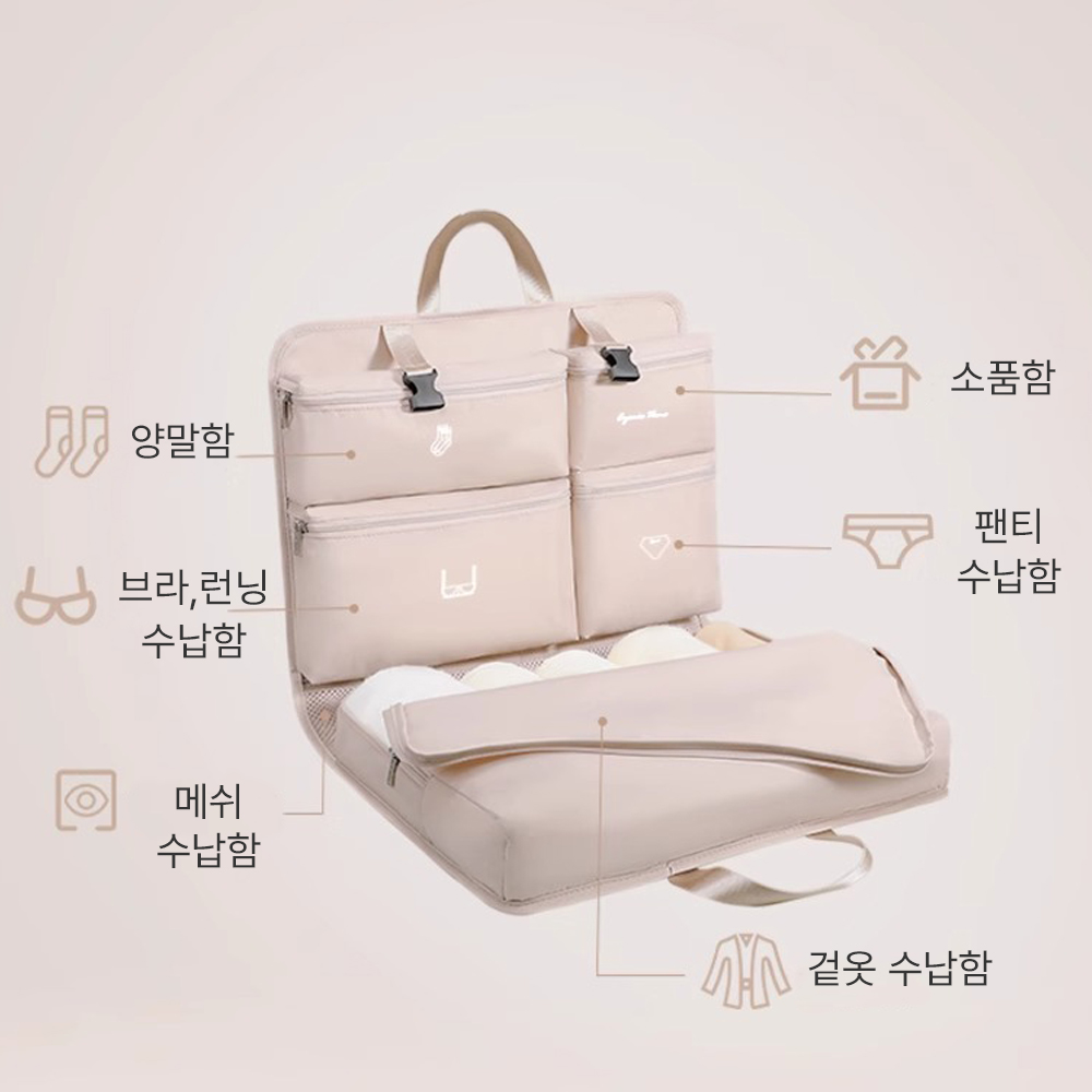 베리피아 팩앤행 파우치 여행용 캐리어 옷 정리 걸이형 속옷 수납 오거나이저 - 상세 이미지 3