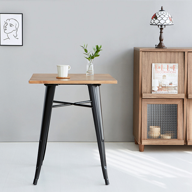 600 원목상판 빈티지테이블 T1101-60W 600mm, 건메탈 5620.9898 - 상세 이미지 4