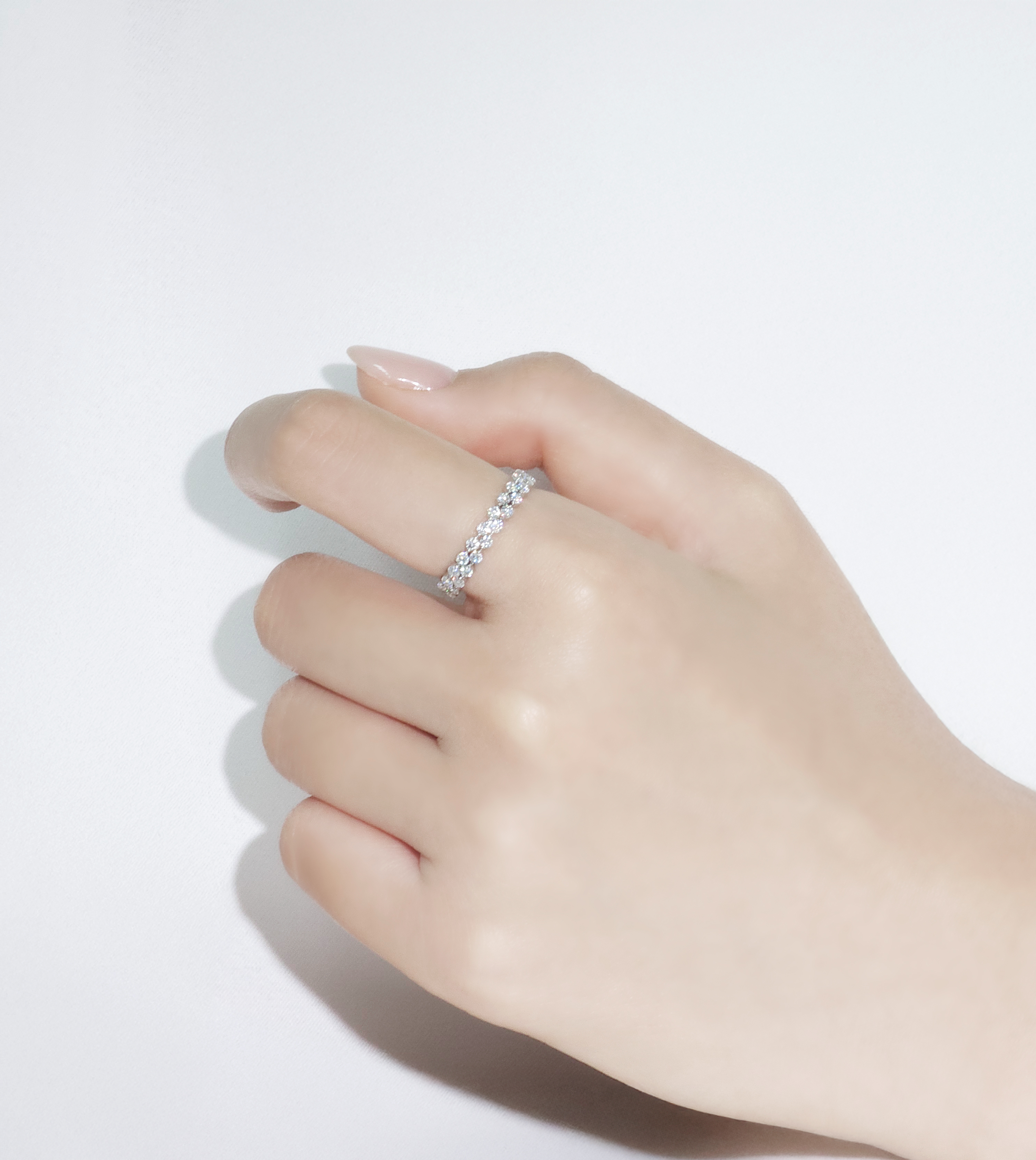 랩다이아 반지 2줄 브릴리언트 랩다이아몬드 모이사나이트 14k 18k - 상세 이미지 5