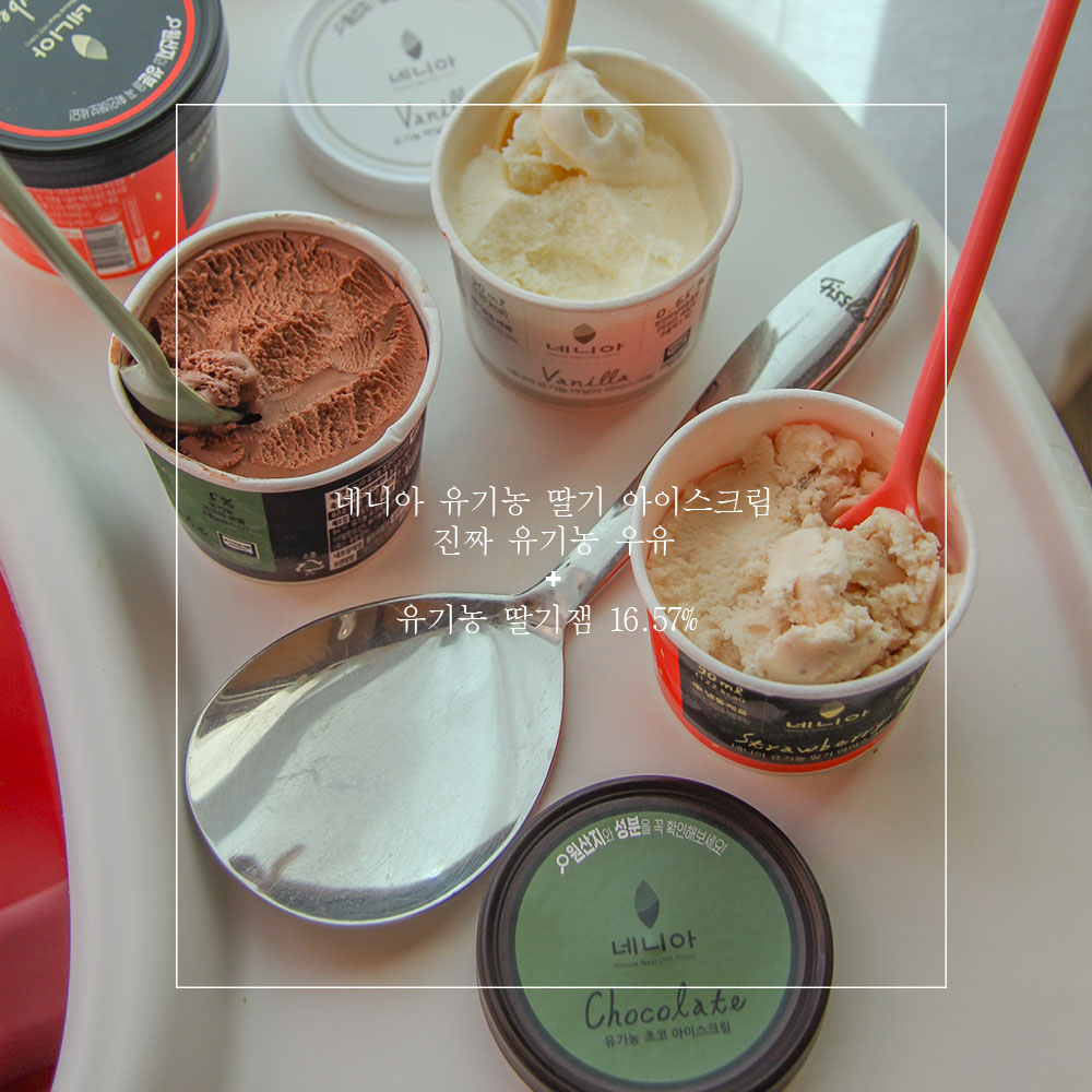 유기농 아이스크림 3가지 맛 100ml x 15개 딸기 바닐라 초코 - 상품 이미지