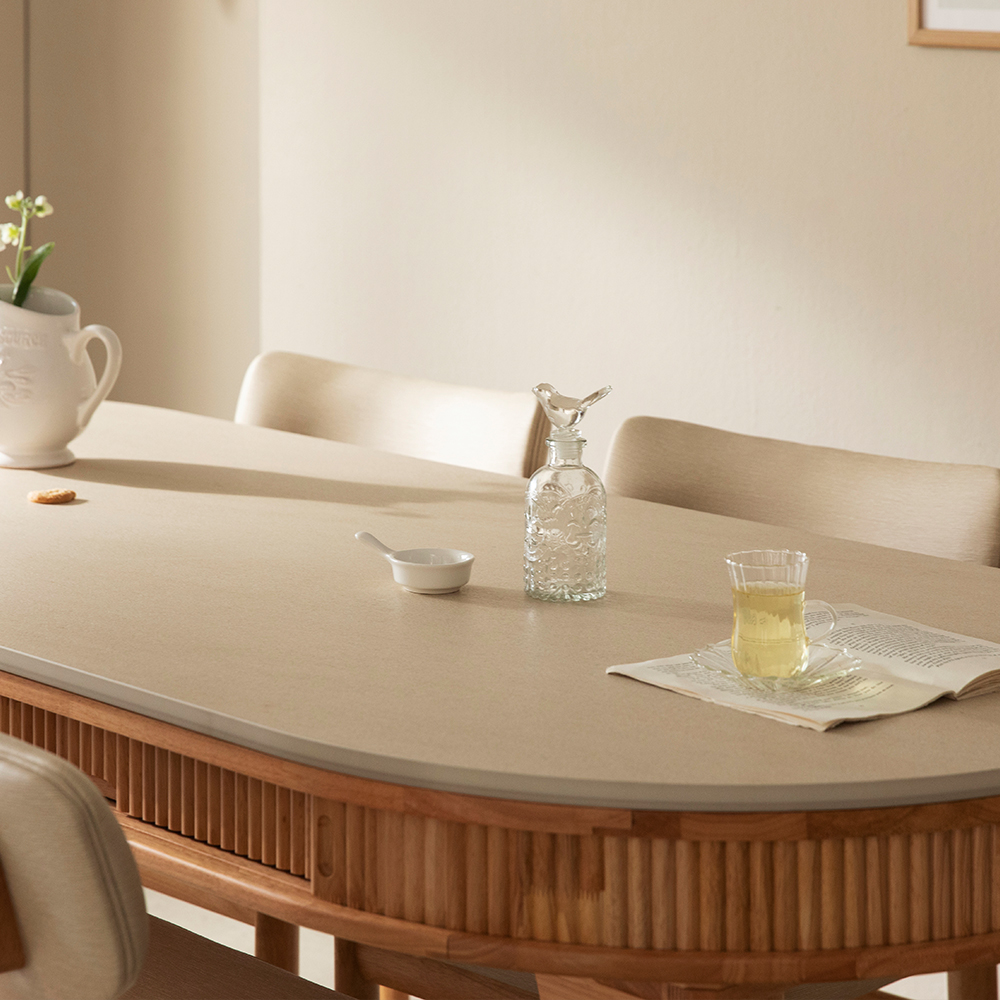 [4인 타원 식탁] 미코하임 비너스 18T 양면 포세린 세라믹 식탁 서랍형 수납 원목 테이블 1500mm, 타원(내추럴)