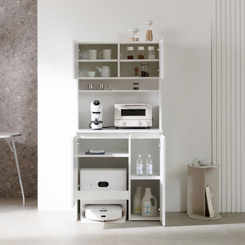 [N포인트 1만]무토 홈카페 선반 로봇청소기 수납장 로봇청소기장_800, 2단, 화이트