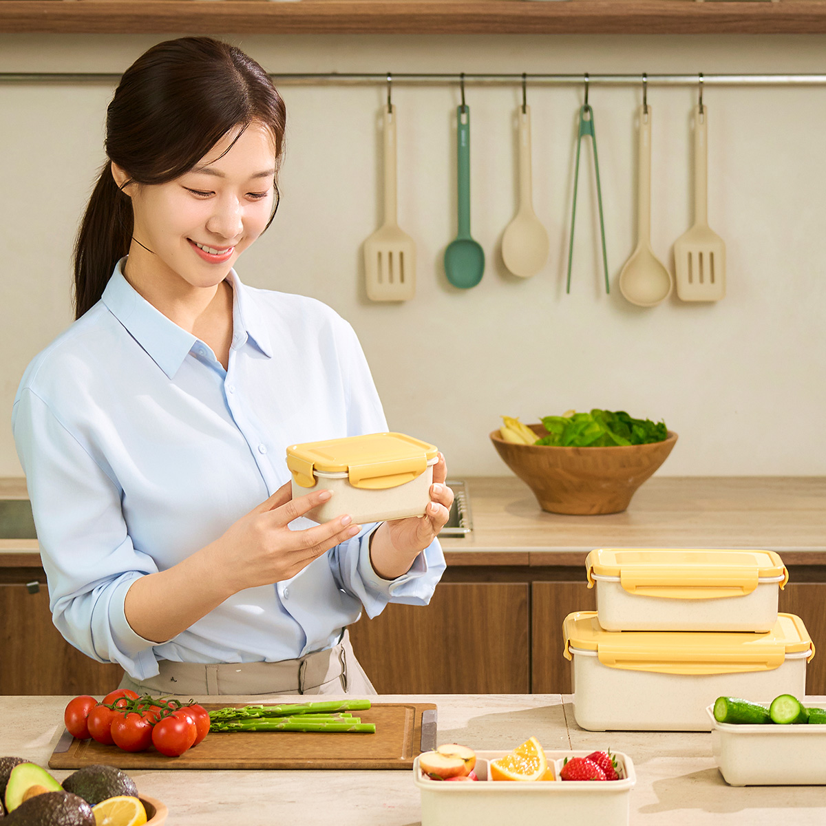 닥터하우스 오래 신선 항균 밀폐용기 도시락통 나눔 530ml 2칸 이미지 7