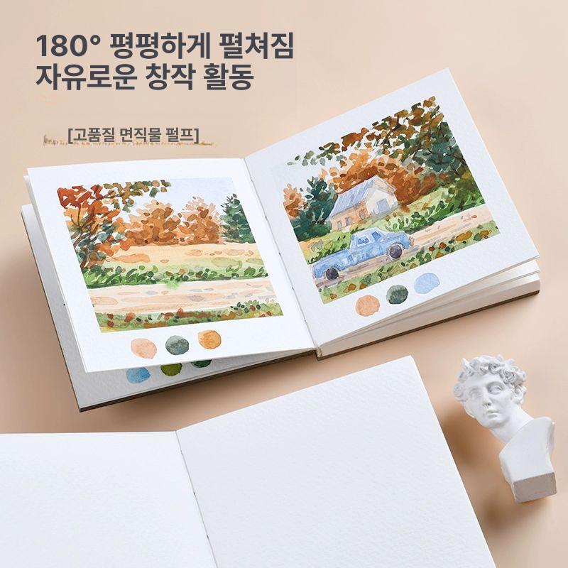 미니 스케치북 그림책 그리기 소형노트 손글씨 미술 정사각형 여행 노트 10cm - 상세 이미지 4