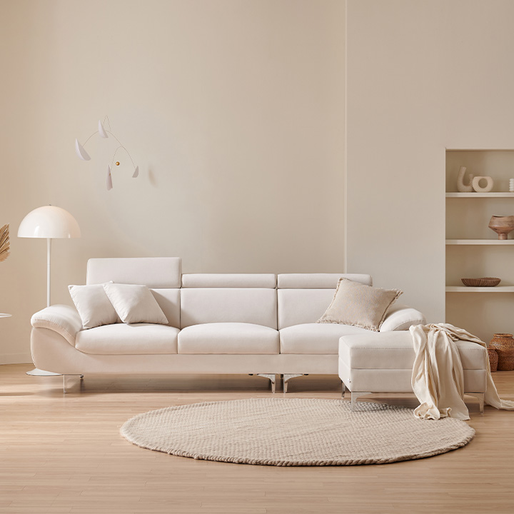 삼익가구 뉴니드 아쿠아텍스 헤드틸팅 3인 소파 스툴제외