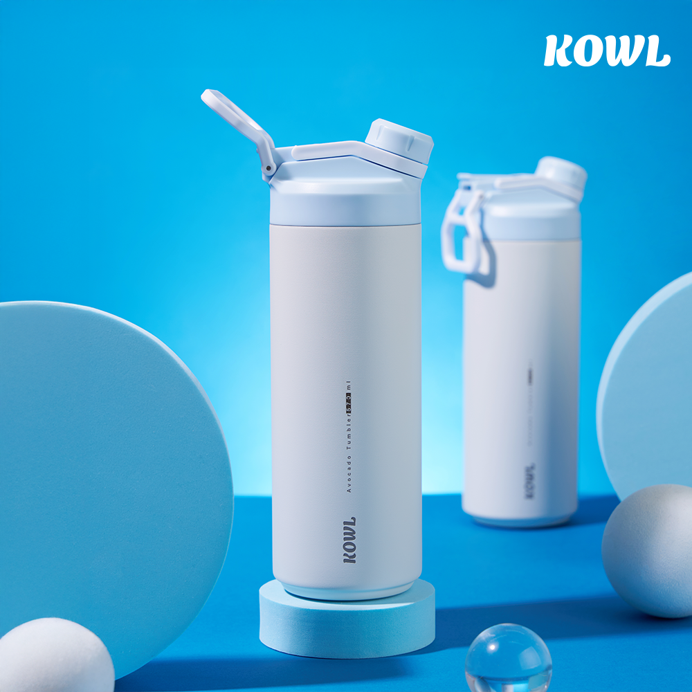 코울 아보카도 듀얼 스파우트 빨대 손잡이 휴대용 진공 보온보냉 텀블러 570ml - 상품 이미지