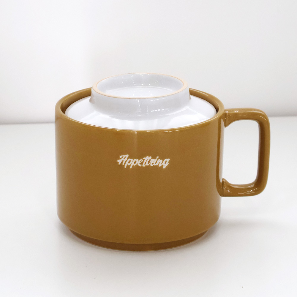 로얄보덴 볼리 손잡이 보울+뚜껑 접시 세트 머스타드