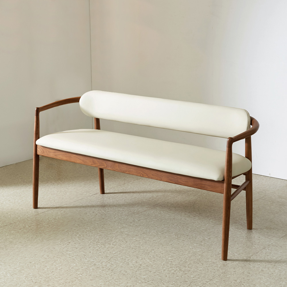 스코나 아벨스 애쉬 원목 실리콘레더 가죽 3인 등받이 벤치 의자