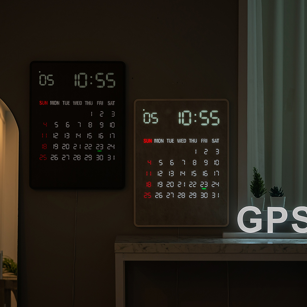 국산 루나리스 GPS 전파 수신 LED 벽시계 디지털 전자 달력 인테리어 무소음 벽걸이시계 리멤버