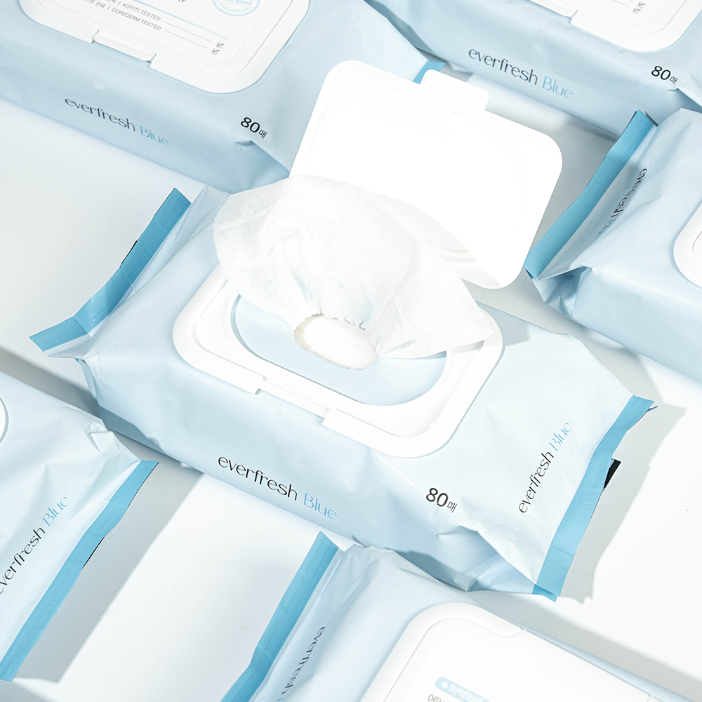 에버프레쉬 블루 살균 소독티슈 손소독 세정 항균 물티슈 80매, 10팩 대표 이미지