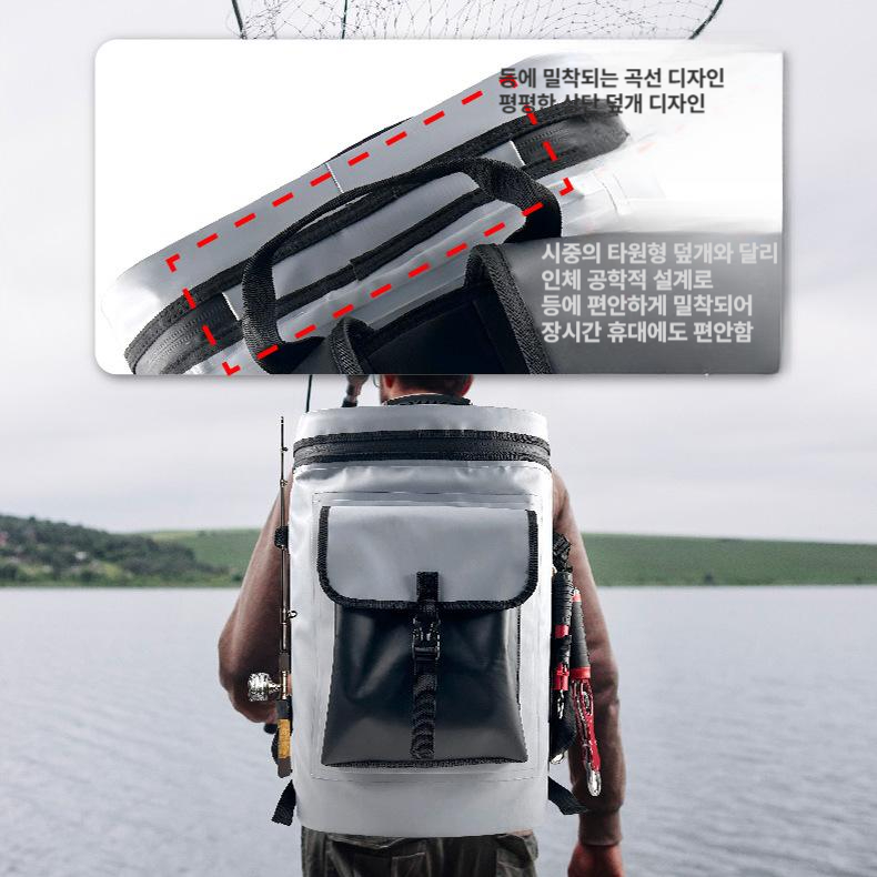 방수 낚시가방 30L 대용량 PVC 배낭 캠핑 아웃도어 백팩 화이트 - 상세 이미지 4