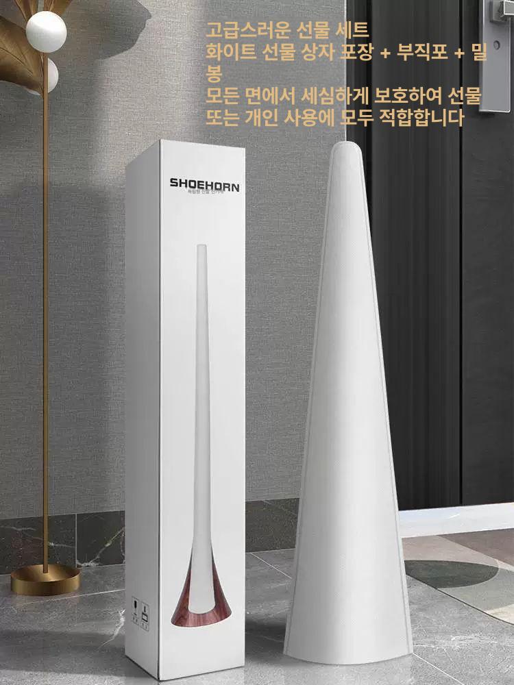 북유럽 나뭇결 구둣주걱 긴 손잡이 스탠드 신발 원목 가정용 베이지 - 상세 이미지 3